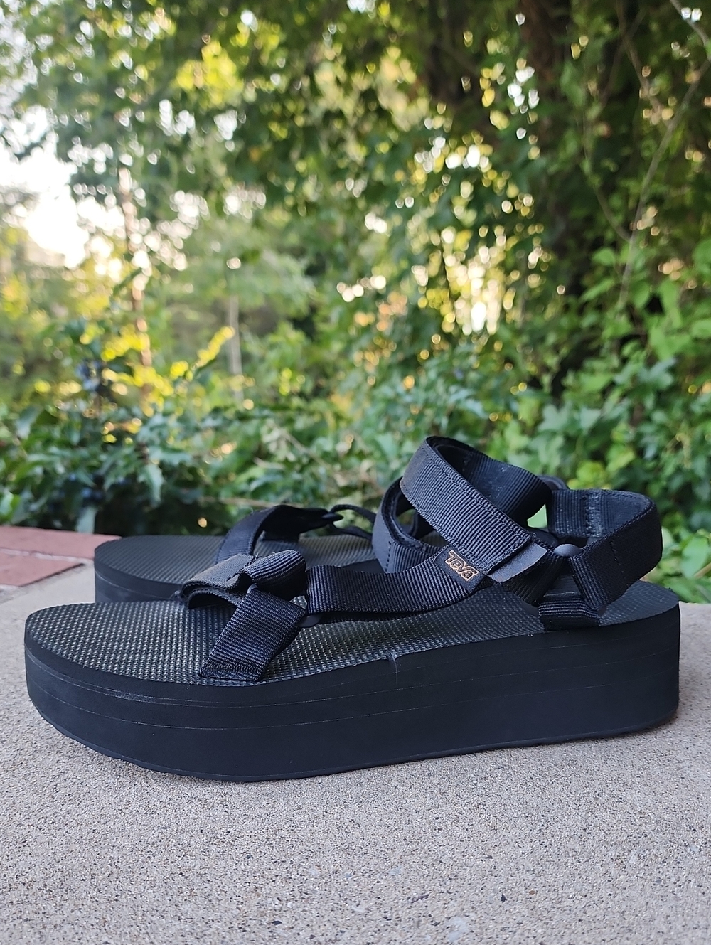 Teva Black Platform Strappy Sandals